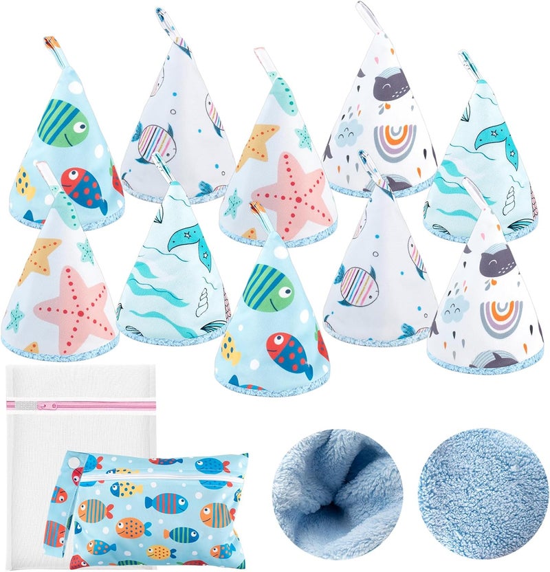 YSSPPOY 10 Pcs Coral Velvet Peepeeteepe Baby Boy with Storage Bag & Laundry Bag, Strong Water Absorption Pee Peep Teepee for Baby Boy, Reusable Pee Covers for New Parents Gift - Image 1